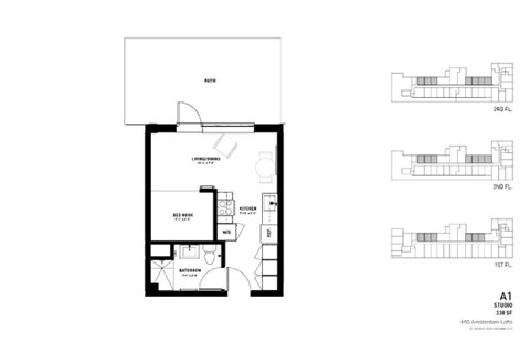 Floor plan for studio, 1 bath, 330 sqft