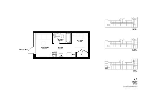 Floor plan for studio, 1 bath, 295 sqft