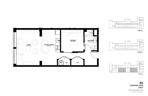 Floor plan for 1 bed, 1 bath, 600 sqft