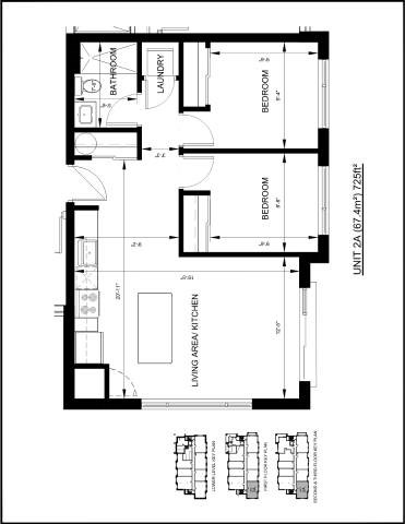 Floor plan for 2 beds, 1 bath, 647 sqft