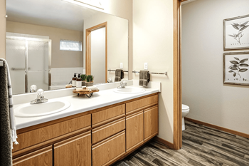 Large bathrooms, some with double sinks
