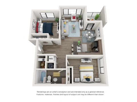 Floor plan for 2 beds, 1 bath, 868 sqft