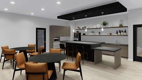Bozeman apartment for rent - A modern dining room with a black table and chairs.