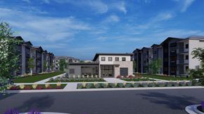 Bozeman apartment for rent - A modern residential area with a central building and surrounding houses.