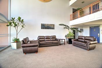 Lobby with sofas and tv
