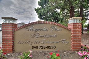 Sunnyvale apartment for rent - Welcoming Property Signage at Magnolia Place, Sunnyvale, California