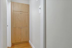 Menlo Park apartment for rent - a bedroom with a closet and a door to a hallway