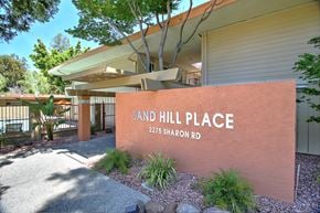 Menlo Park apartment for rent - The image shows the front of a building named Sand Hill Place located at 2276 Sharon Rd.