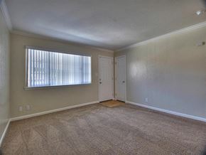 San Jose apartment for rent - an empty living room with a window and a door