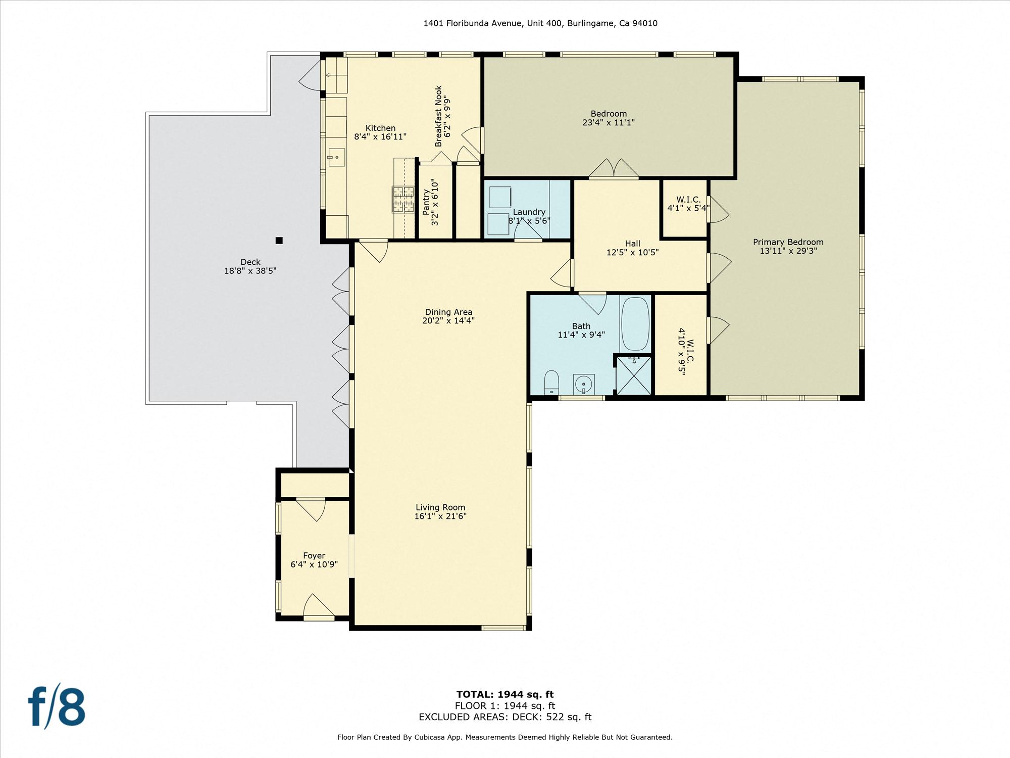 Floor plan for studio, 1 bath, 1905 sqft