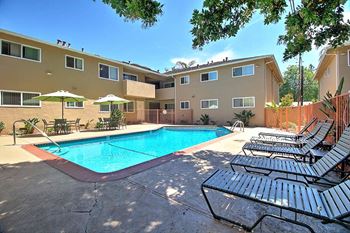 Pool side relaxing area with sundeck