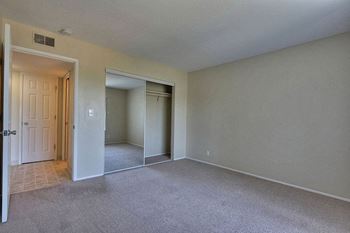 Bedroom with yellow interior