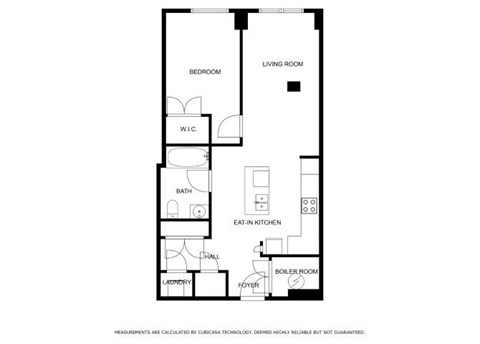 Floor plan for 1 bed, 1 bath, 1435 sqft
