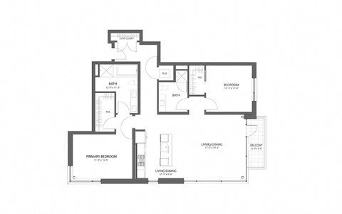 Floor plan for 2 beds, 2 baths, 1474 sqft