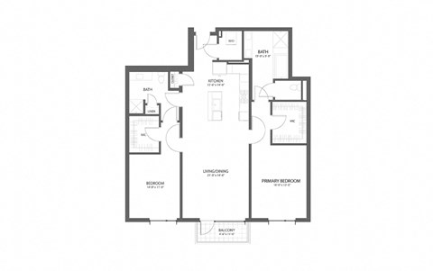 Floor plan for 2 beds, 2 baths, 1528 sqft