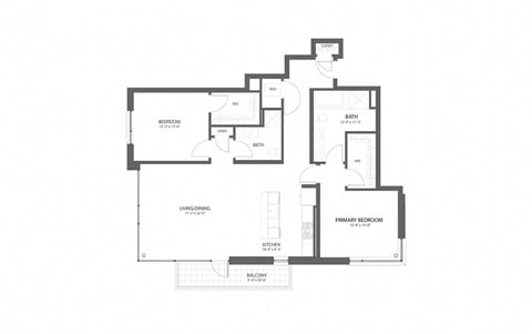 Floor plan for 2 beds, 2.5 baths, 1533 sqft