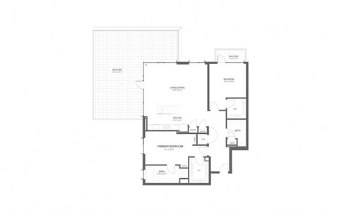 Floor plan for 2 beds, 2 baths, 1662 sqft