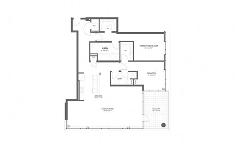 Floor plan for 2 beds, 2 baths, 1670 sqft