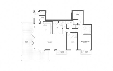 Floor plan for 2 beds, 2 baths, 1718 sqft
