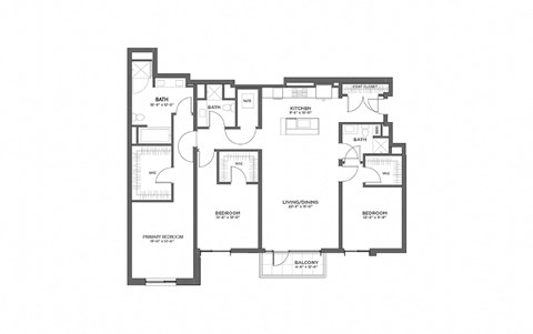 Floor plan for 3 beds, 3 baths, 1907 sqft