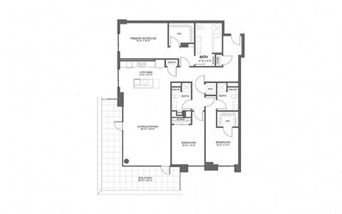 Floor plan for 3 beds, 3 baths, 1961 sqft