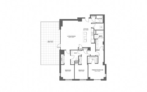 Floor plan for 3 beds, 2.5 baths, 2015 sqft