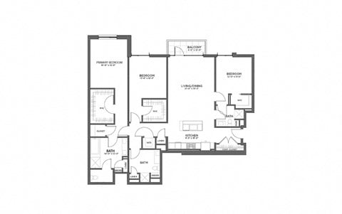 Floor plan for 3 beds, 3 baths, 2027 sqft
