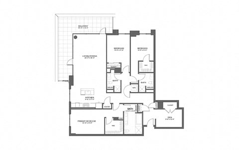Floor plan for 3 beds, 3 baths, 2121 sqft
