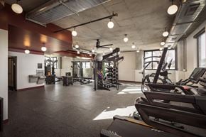 Englewood apartment for rent - a gym with treadmills and other exercise equipment in a large room with windows