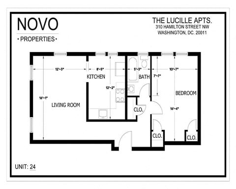 Floor plan for studio, 1 bath