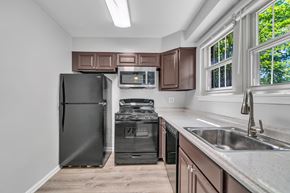 Washington apartment for rent - an updated kitchen with stainless steel appliances and wood cabinets