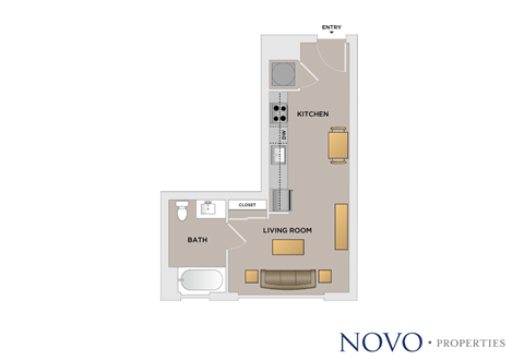 Floor plan for studio, 1 bath, 322 sqft