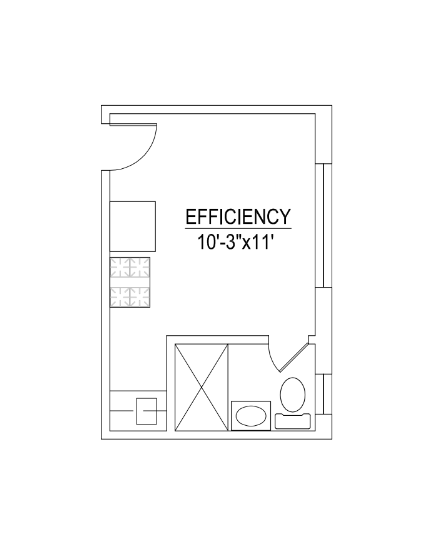 Floor plan for studio, 1 bath, 450 sqft