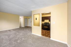 Silver Spring apartment for rent - A room with a carpeted floor and a doorway leading to another room.