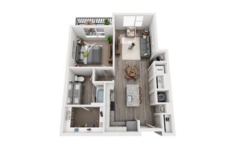 Floor plan for 1 bed, 1 bath, 787 sqft