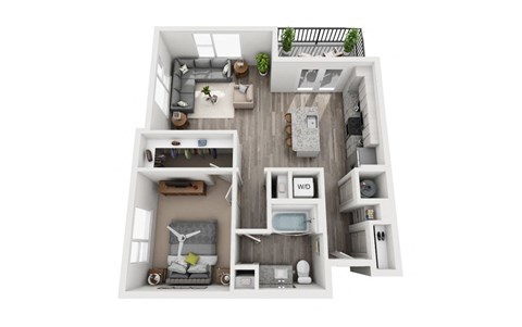 Floor plan for 1 bed, 1 bath, 774 sqft