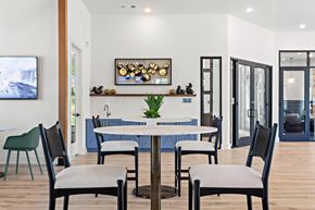 Lawrenceville apartment for rent - A modern dining room with a table set for six.