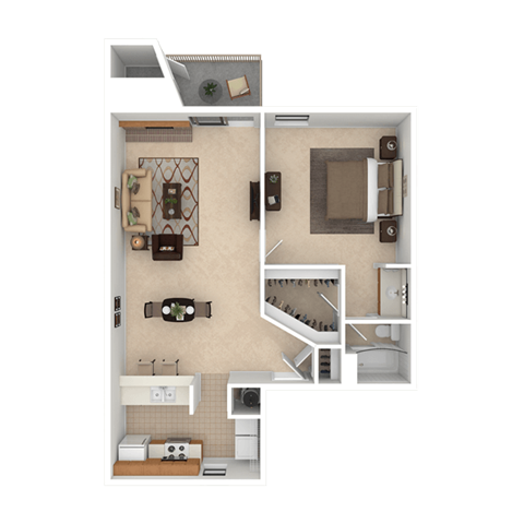 Floor plan for 1 bed, 1 bath, 813 sqft