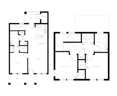 Floor plan for 3 beds, 2 baths, 1219 sqft