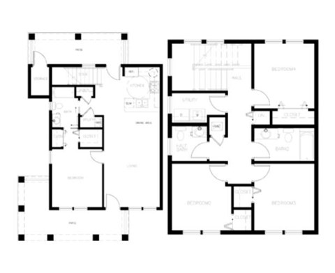 Floor plan for 4 beds, 2.5 baths, 1480 sqft
