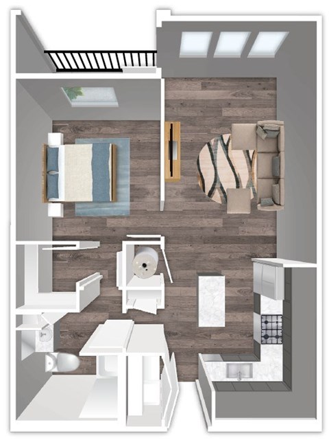 Floor plan for 1 bed, 1 bath, 828 sqft