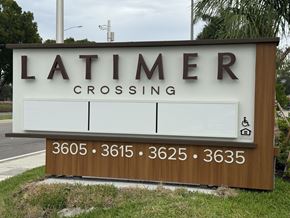 Ft Myers apartment for rent - A sign for Latimer Crossing with numbers 3605, 3615, 3625, and 3635 on it.