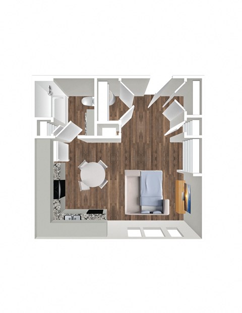 Floor plan for studio, 1 bath, 552 sqft