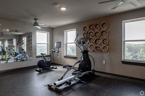 Austin apartment for rent - A spacious home gym with a variety of exercise equipment.