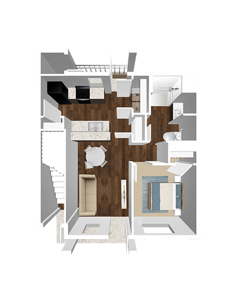 Floor plan for 2 beds, 2 baths, 969 sqft