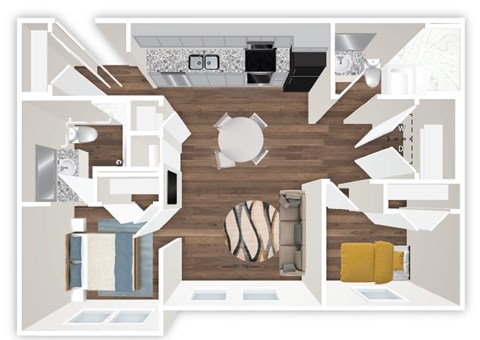 Floor plan for 2 beds, 2 baths, 850 sqft