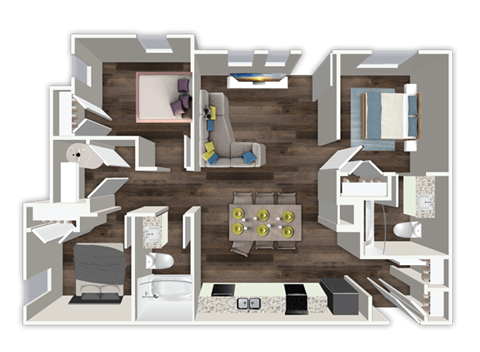 Floor plan for 3 beds, 2 baths, 1148 sqft