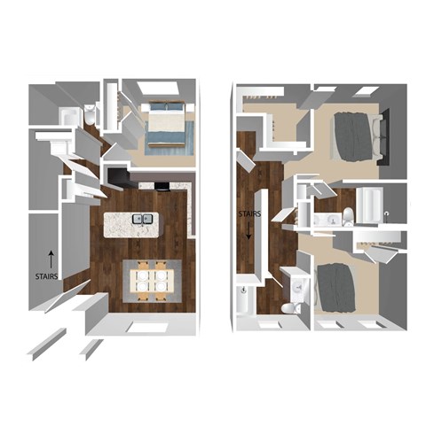 Floor plan for 3 beds, 2 baths, 1320 sqft