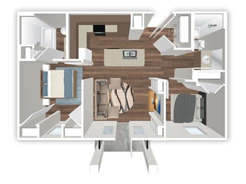 Floor plan for 2 beds, 2 baths, 850 sqft