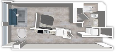 Floor plan for studio, 1 bath, 581 sqft